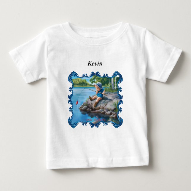 Boy fishing in the river. baby T-Shirt (Front)
