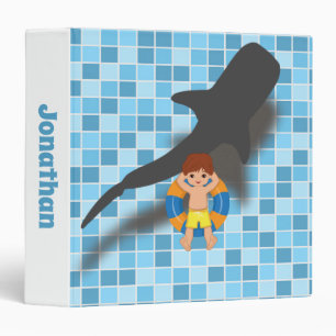 Boy Floating in Pool with Whale Shark 3 Ring Binder