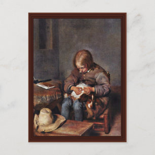 Boy Floht His Dog By Gerard Ter Borch Postcard