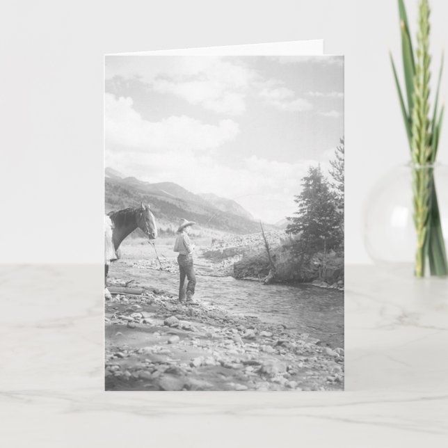 Boy fly fishing. card (Front)