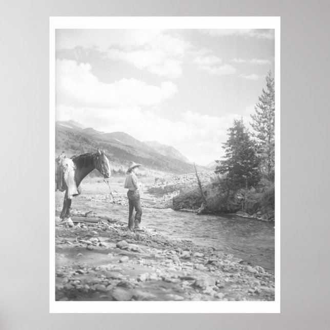 Boy fly fishing. poster (Front)