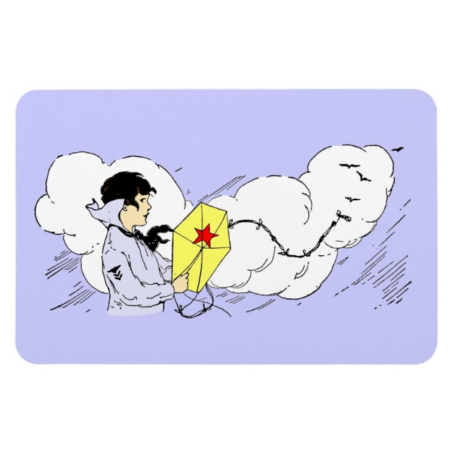 Boy Flying Kite Premium Flexi Magnet (Horizontal)