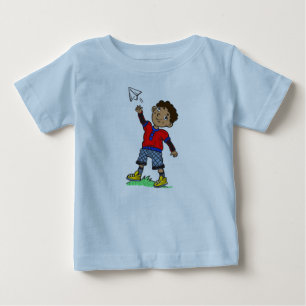 Boy Flying Paper Airplane Baby T-Shirt