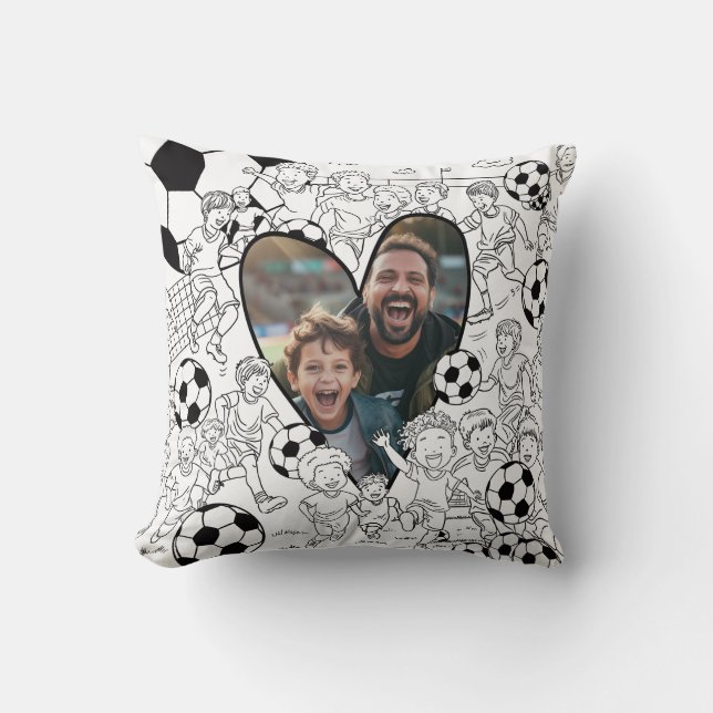 Boy Football Color In Photo Cushion (Front)