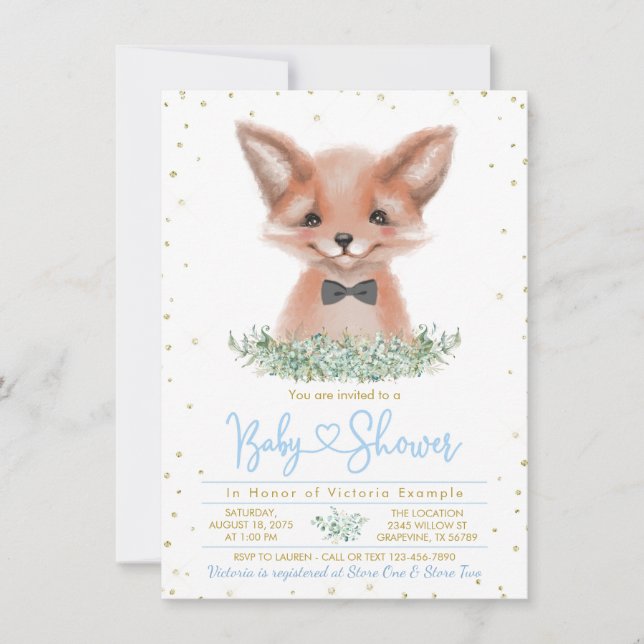 Boy Fox Little Man Baby Shower Invitation (Front)