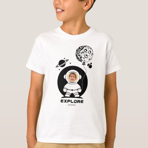 Boy Fun Explore More Astronaut Custom Photo T_Shirt