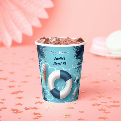 Boy Fun Teen Adult Pool Party Sweet 16 Birthday Paper Cups