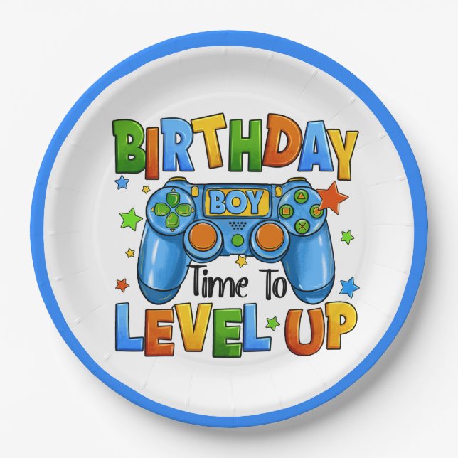 Boy Gamers Birthday  Paper Plates (Front)