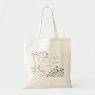Boy Gazing Clouds Park Outline Coloring Tote Bag
