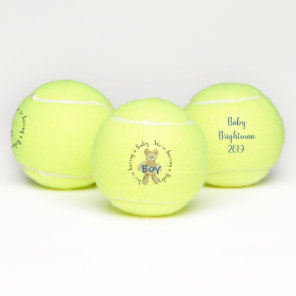 Boy Gender Reveal Tennis Ball with Teddy Bear