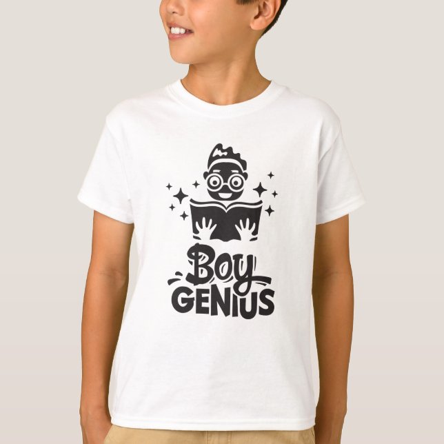 Boy Genius Back To School Kids Cute Quote T-Shirt (Front)