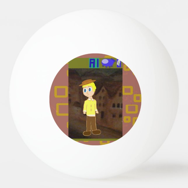 Boy Geometric Spaceship Ping Pong Ball (Front)