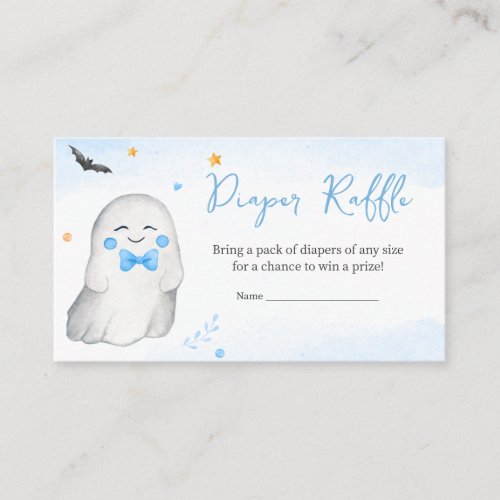 Boy Ghost Halloween Baby Shower Diaper Raffle Enclosure Card