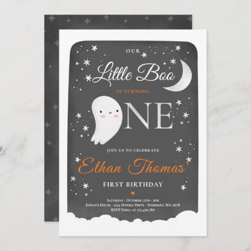 Boy Ghost Little Boo Birthday Party Halloween Invitation