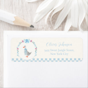 Boy Gingham Silly Goose Baby Shower Return Address Label