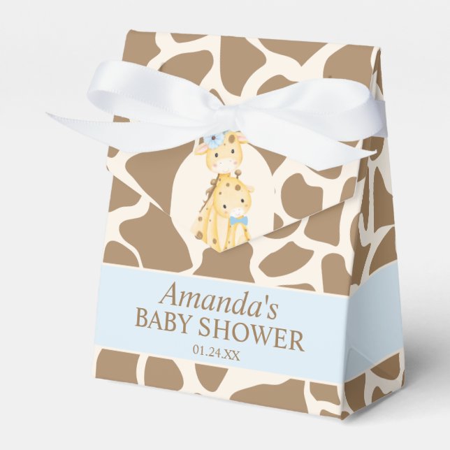 Boy Giraffe Baby Shower Favor Box (Front Side)