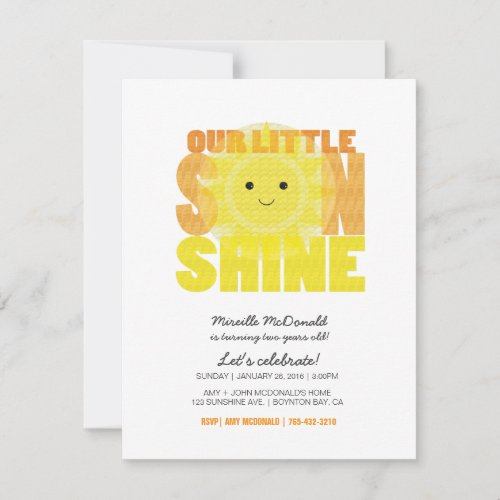 boy girl ANY AGE cute little SUNSHINE BIRTHDAY Invitation