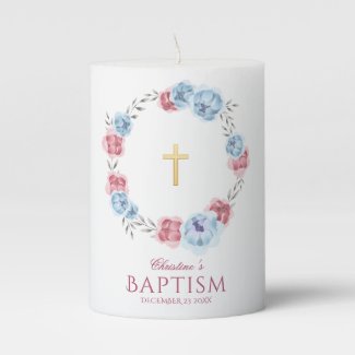 Boy Girl Baptism Floral Watercolor Peony Wreath
