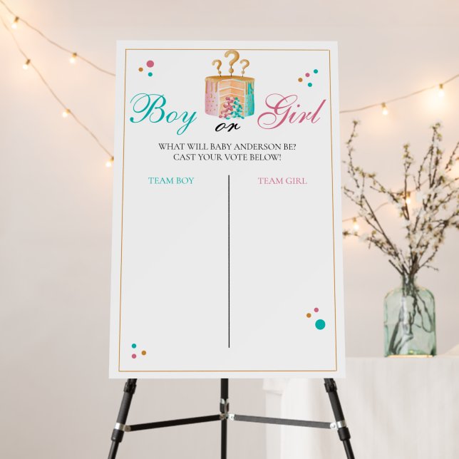 Boy Girl Cake Gender Reveal Prediction Sign (In Situ (Stand))