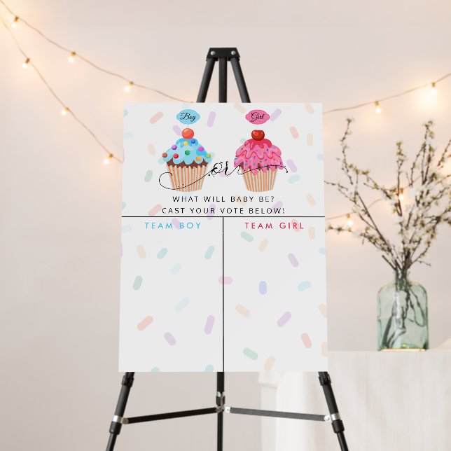 Boy Girl Cupcake Gender Reveal Game Foam Board (In Situ (Stand))