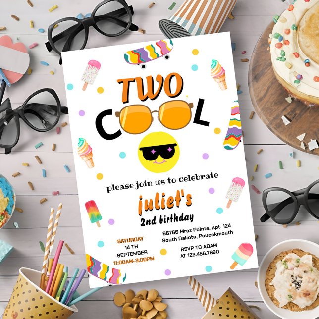 boy girl cute summer sweet two cool 2nd birthday invitation (Creator Uploaded)