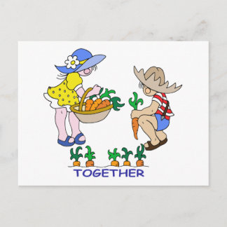 Boy & Girl Gardener Postcard
