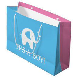 Boy girl gender reveal baby shower party pink blue large gift bag