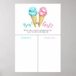 Boy Girl Ice Cream Gender Reveal Prediction Sign at Zazzle