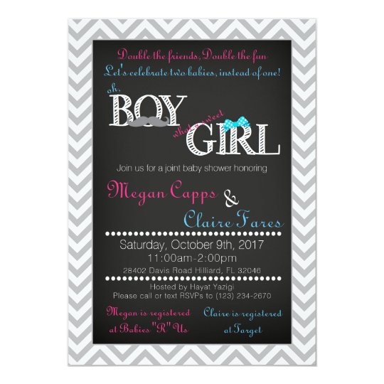 Boy Girl Joint Baby Shower Invitation & Book Card