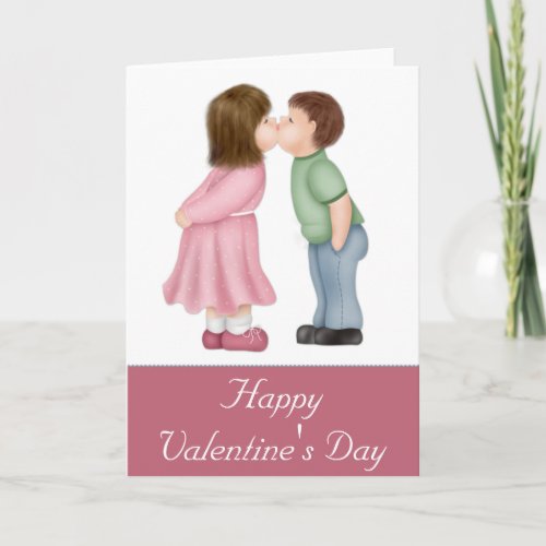 Boy  Girl Kissing Happy Valentines Day Card
