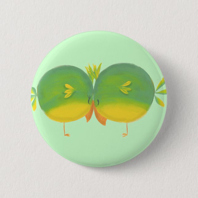 Boy & Girl Love Brids Pinback Button (Front)