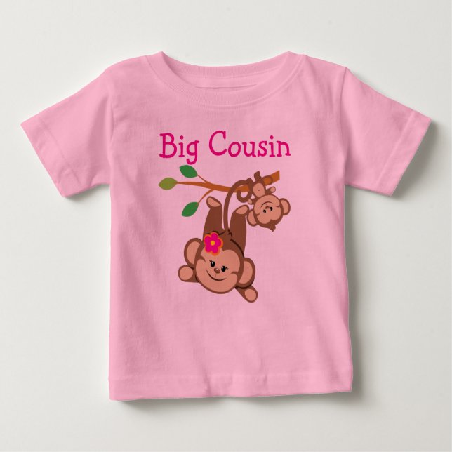 Boy, Girl Monkeys Big Cousin Baby T-Shirt (Front)