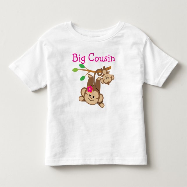 Boy, Girl Monkeys Big Cousin Toddler T-shirt (Front)