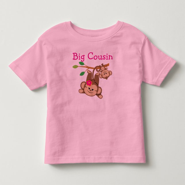Boy, Girl Monkeys Big Cousin Toddler T-shirt (Front)