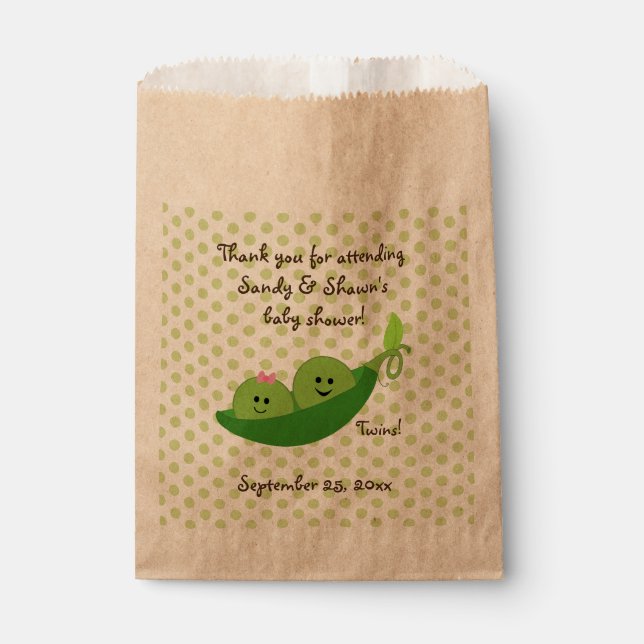 Boy Girl Peas In A Pod Baby Favor Bag (Front)