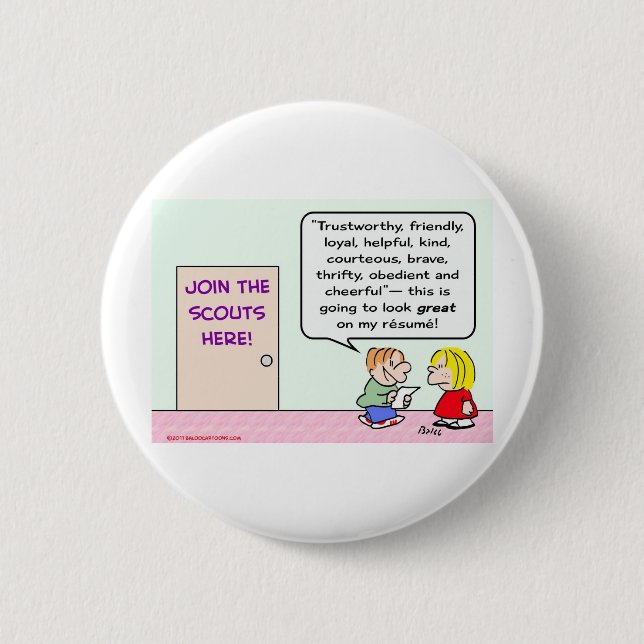boy girl scouts join great resume pinback button (Front)