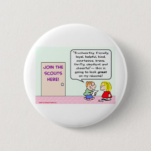 boy girl scouts join great resume pinback button