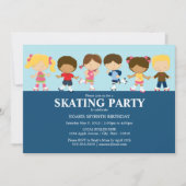 Boy/Girl Skaters | Blue Birthday Party Invite (Front)