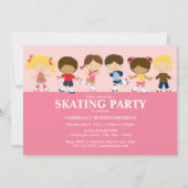 Boy/Girl Skaters | Pink Birthday Party Invite (Front)
