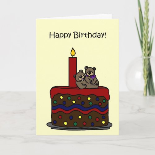 boy_girl twin bears on cake birthday card