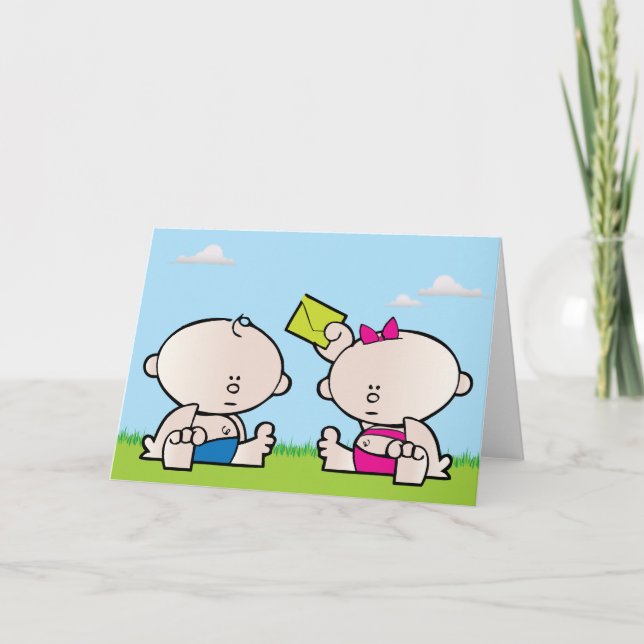 Boy Girl twin greeting card (Front)