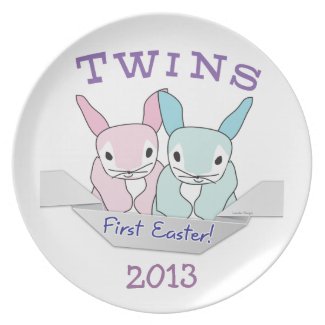 Boy Girl Twins 1st Easter Party Plate