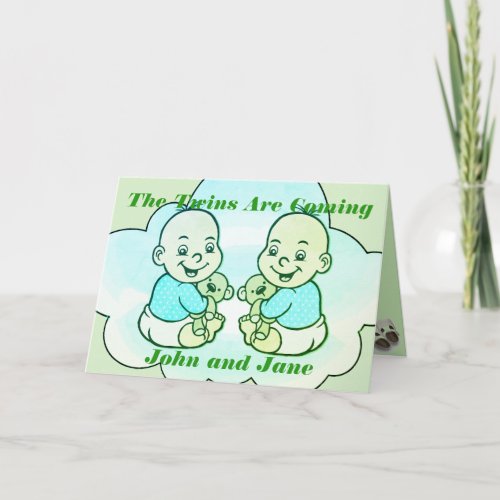 Boy  Girl Twins Are Coming Baby Shower Card