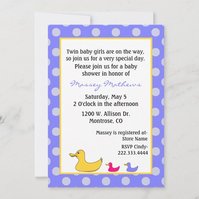 Boy & Girl Twins Baby Shower Invitation (Front)