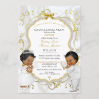 Boy & Girl Twins Baptism Communion Ethnic