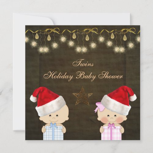 Boy  Girl Twins Christmas Baby Shower Invitation