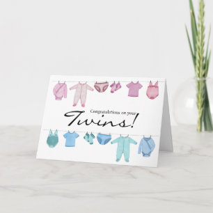 Boy/Girl Twins Congratulations Card