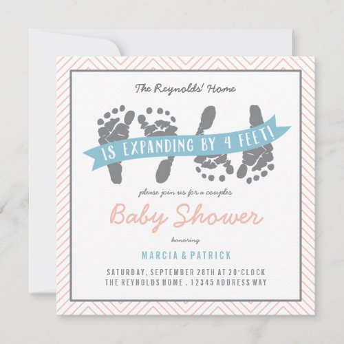 Boy Girl Twins Couples Shower Invitation Pink Blue