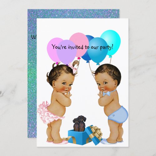 Boy Girl Twins Dachshund Party Invitation