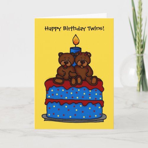boy_girl twins on birthday cake card